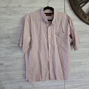 Bob Timberlake Plaid Button Down Orange Mens SZ L